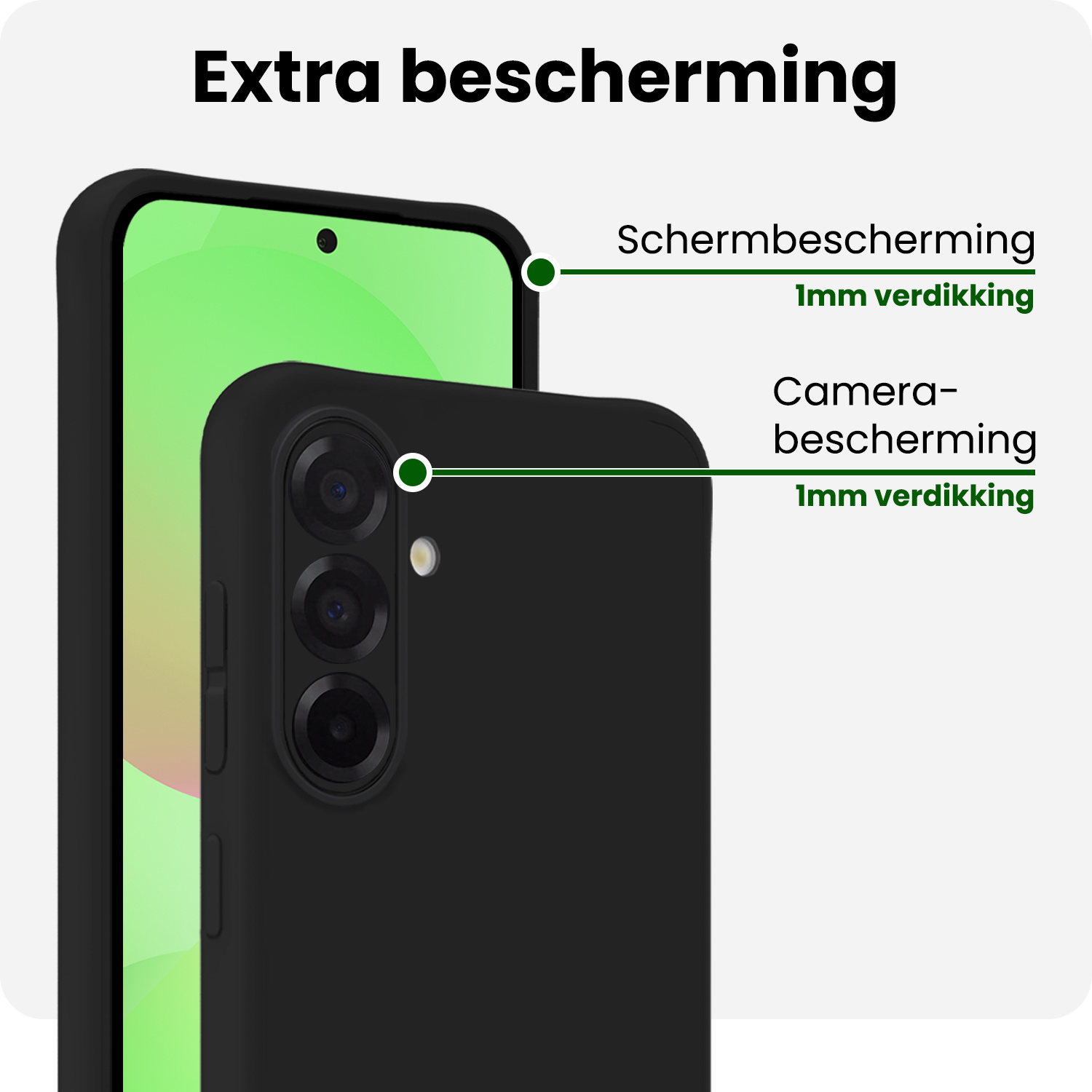 BASEY. BASEY. Samsung Galaxy A36 Hoesje Siliconen Met 2x Screenprotector - Zwart