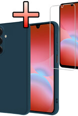 NoXx NoXx Samsung Galaxy A26 Hoesje Siliconen Met Screenprotector - Donkerblauw