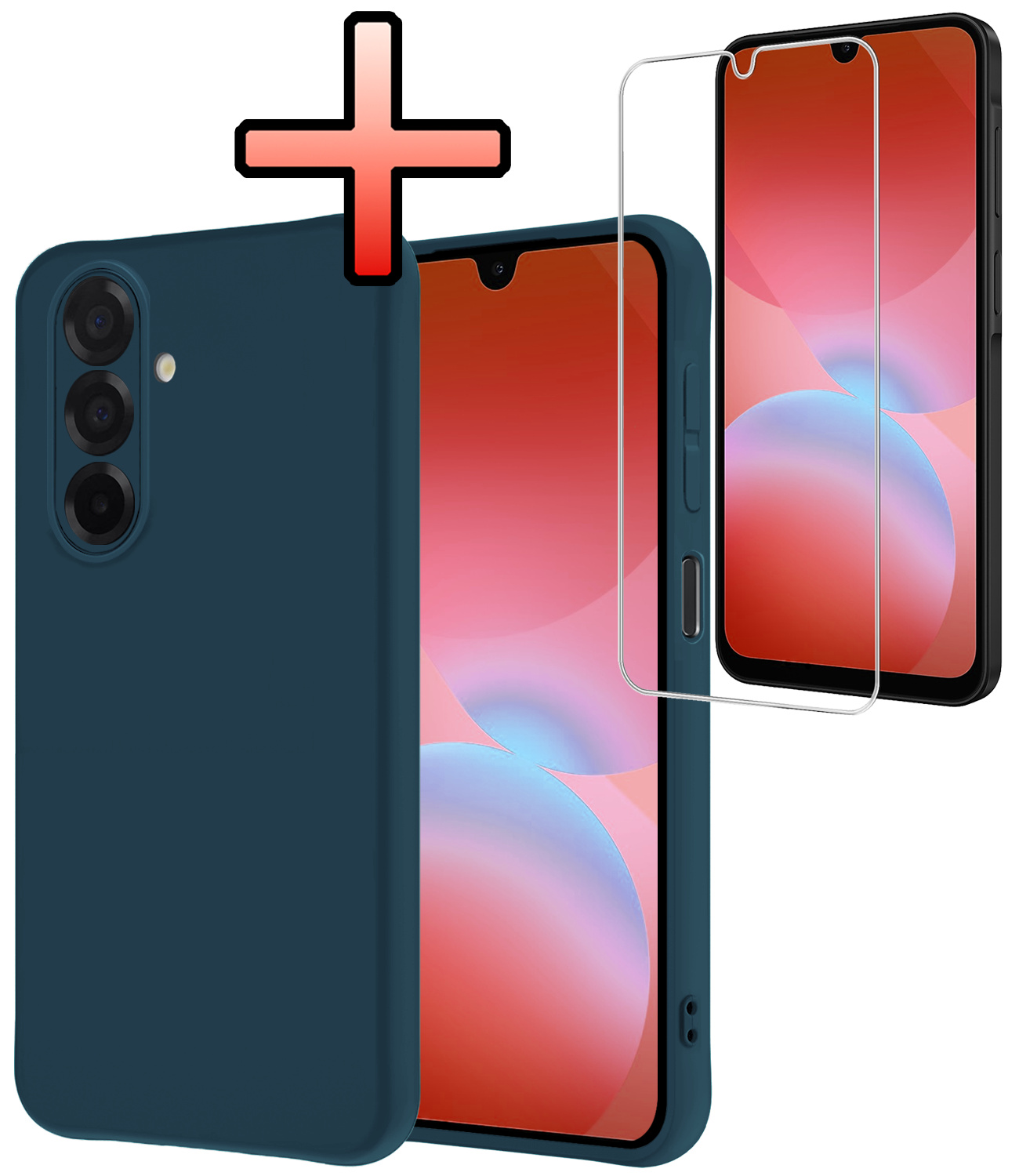 NoXx NoXx Samsung Galaxy A26 Hoesje Siliconen Met Screenprotector - Donkerblauw