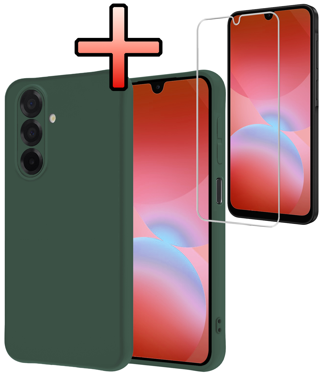 NoXx NoXx Samsung Galaxy A26 Hoesje Siliconen Met Screenprotector - Donkergroen