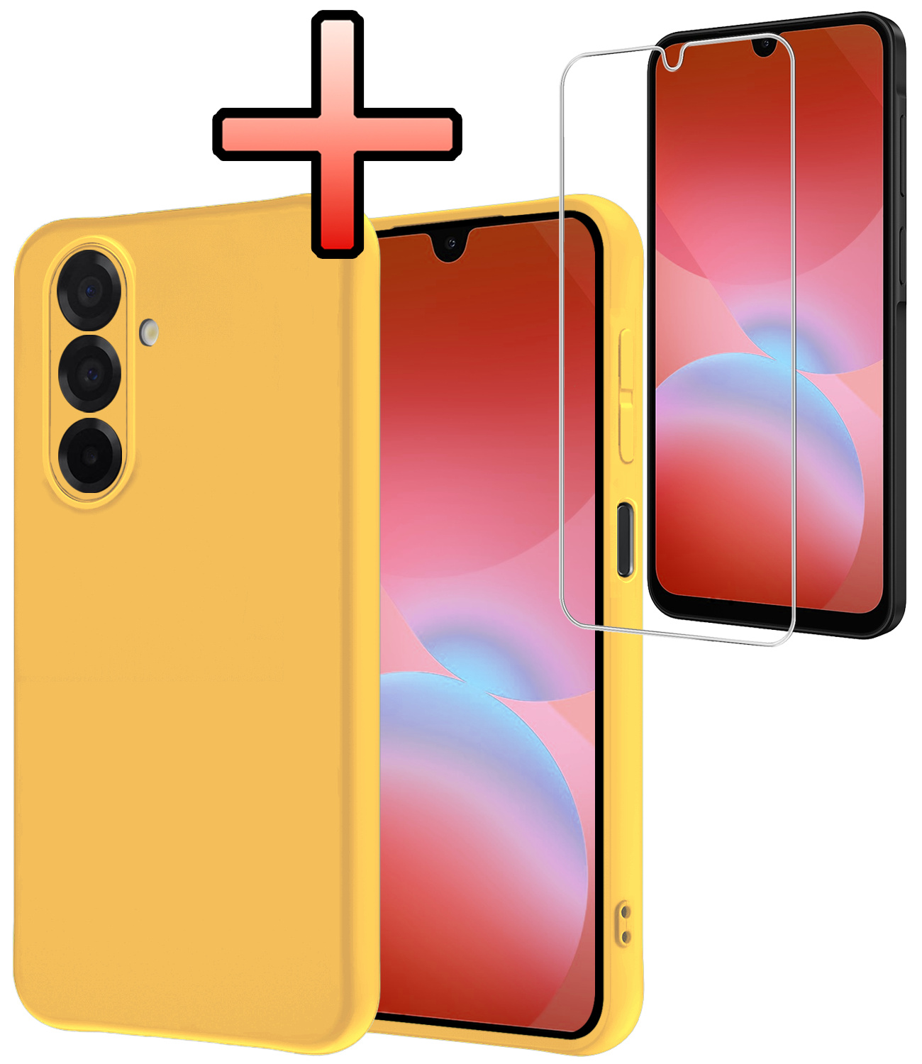 NoXx NoXx Samsung Galaxy A26 Hoesje Siliconen Met Screenprotector - Geel