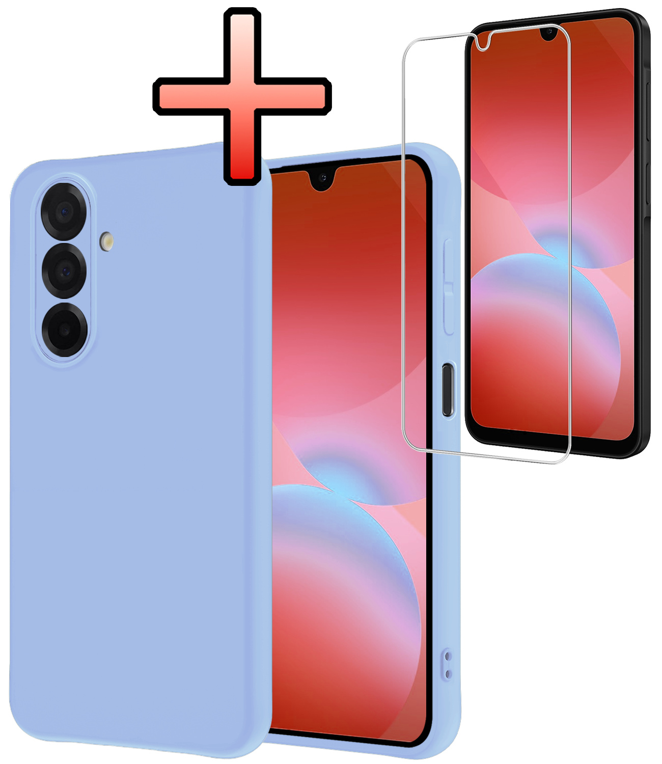 NoXx NoXx Samsung Galaxy A26 Hoesje Siliconen Met Screenprotector - Lichtblauw