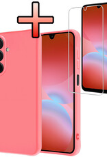 NoXx NoXx Samsung Galaxy A26 Hoesje Siliconen Met Screenprotector - Lichtroze