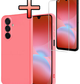 NoXx NoXx Samsung Galaxy A26 Hoesje Siliconen Met Screenprotector - Lichtroze