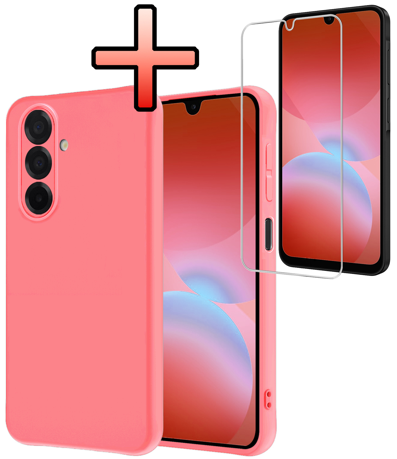 NoXx NoXx Samsung Galaxy A26 Hoesje Siliconen Met Screenprotector - Lichtroze