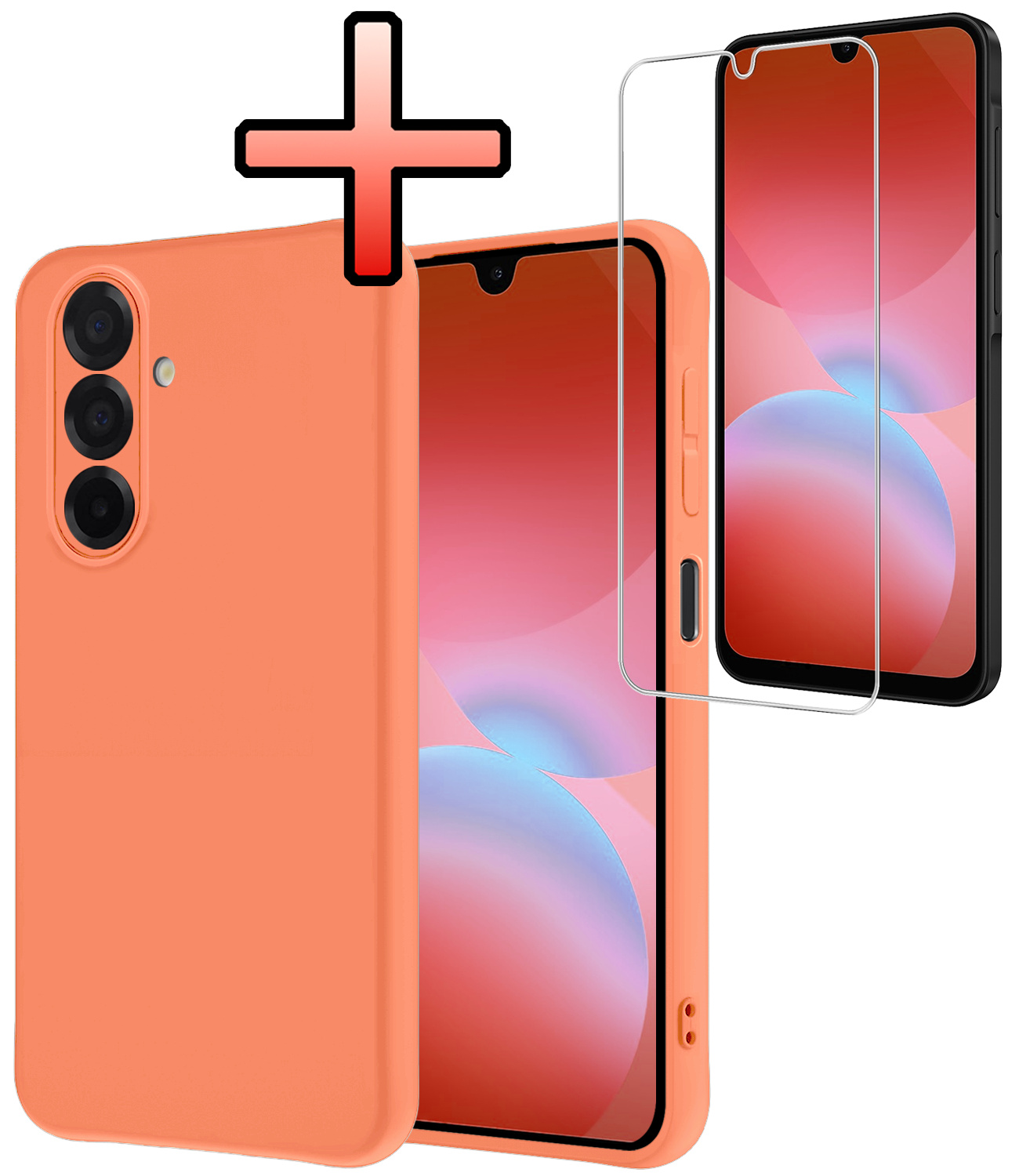NoXx NoXx Samsung Galaxy A26 Hoesje Siliconen Met Screenprotector - Perzik