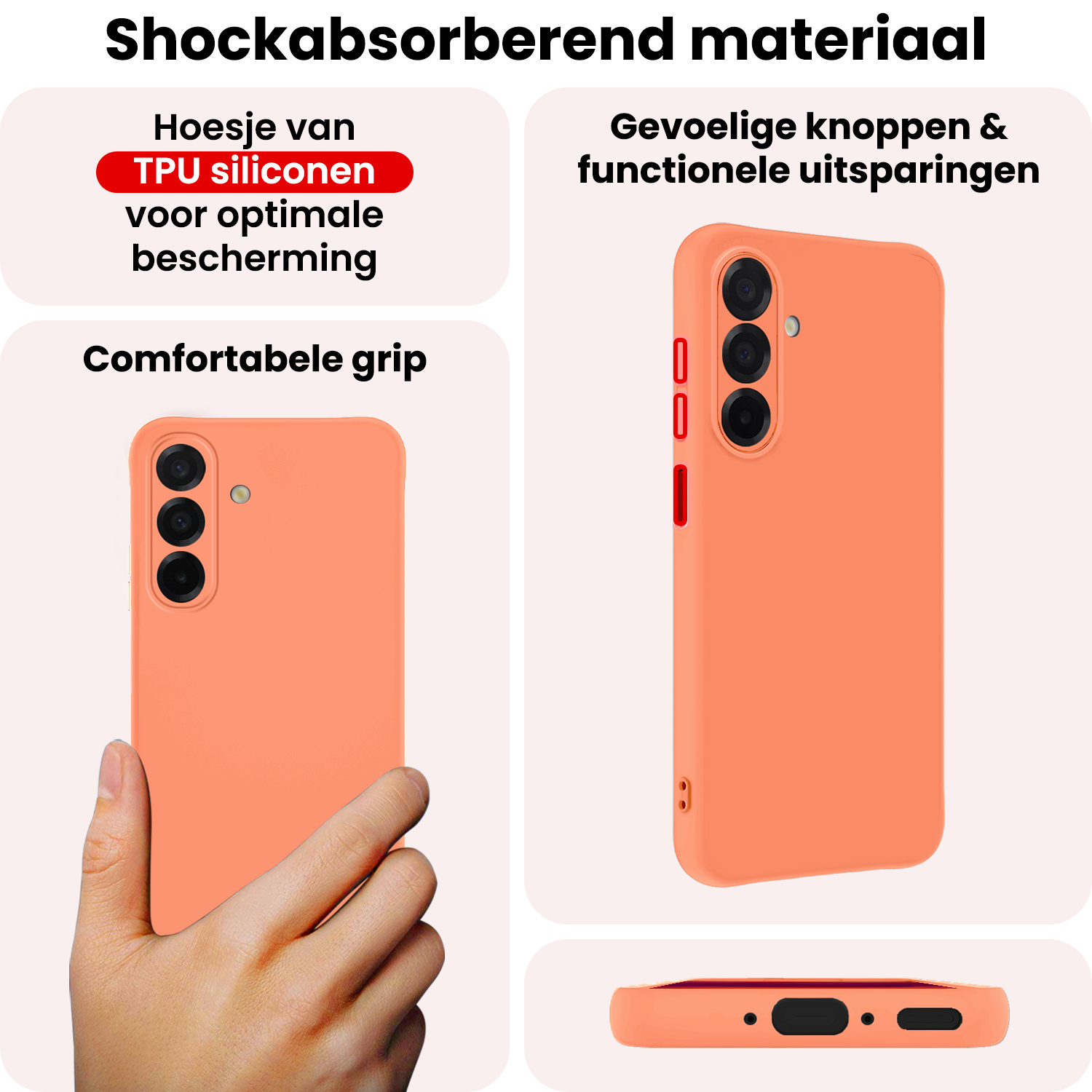 NoXx NoXx Samsung Galaxy A26 Hoesje Siliconen Met Screenprotector - Perzik