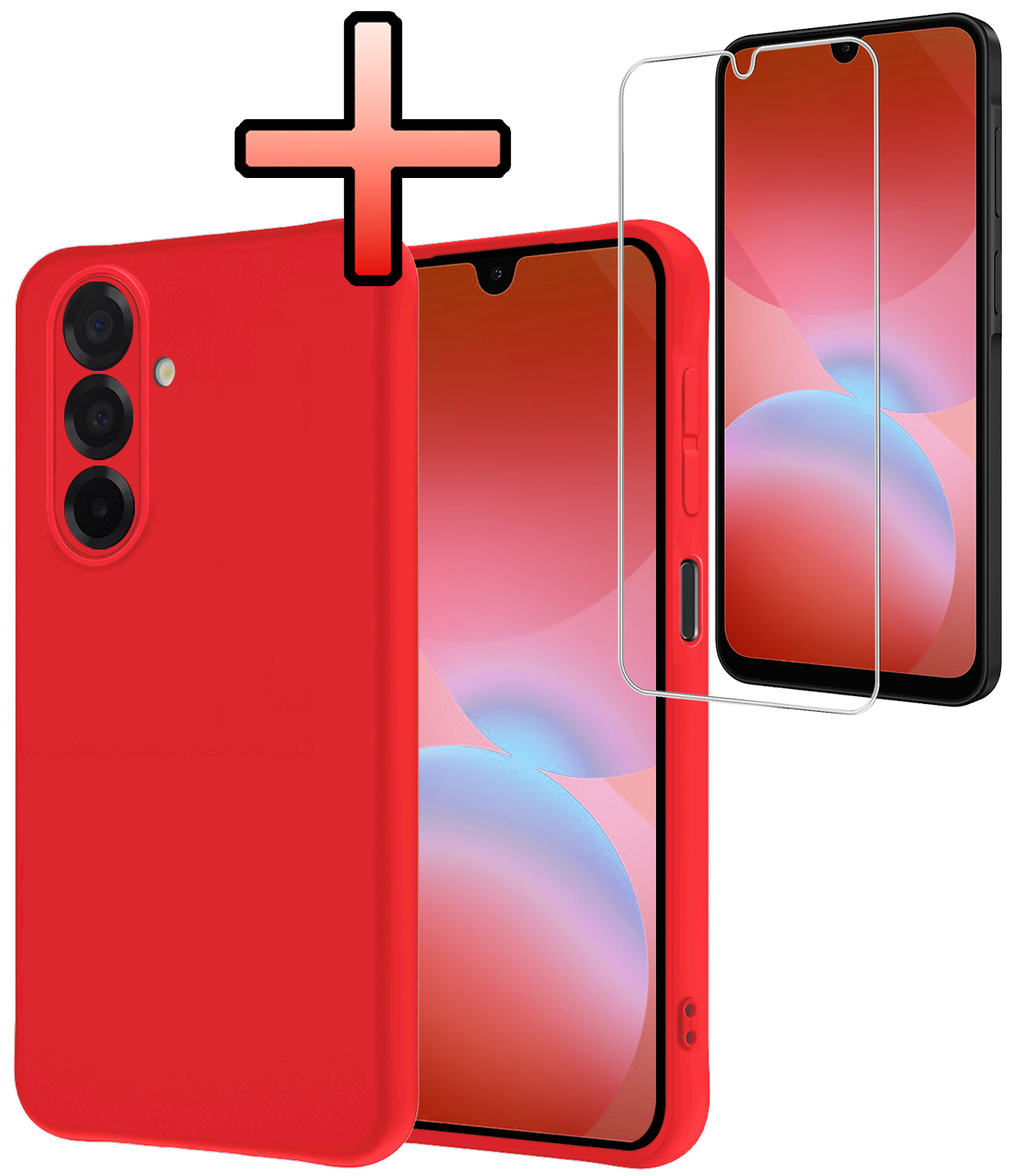 NoXx NoXx Samsung Galaxy A26 Hoesje Siliconen Met Screenprotector - Rood