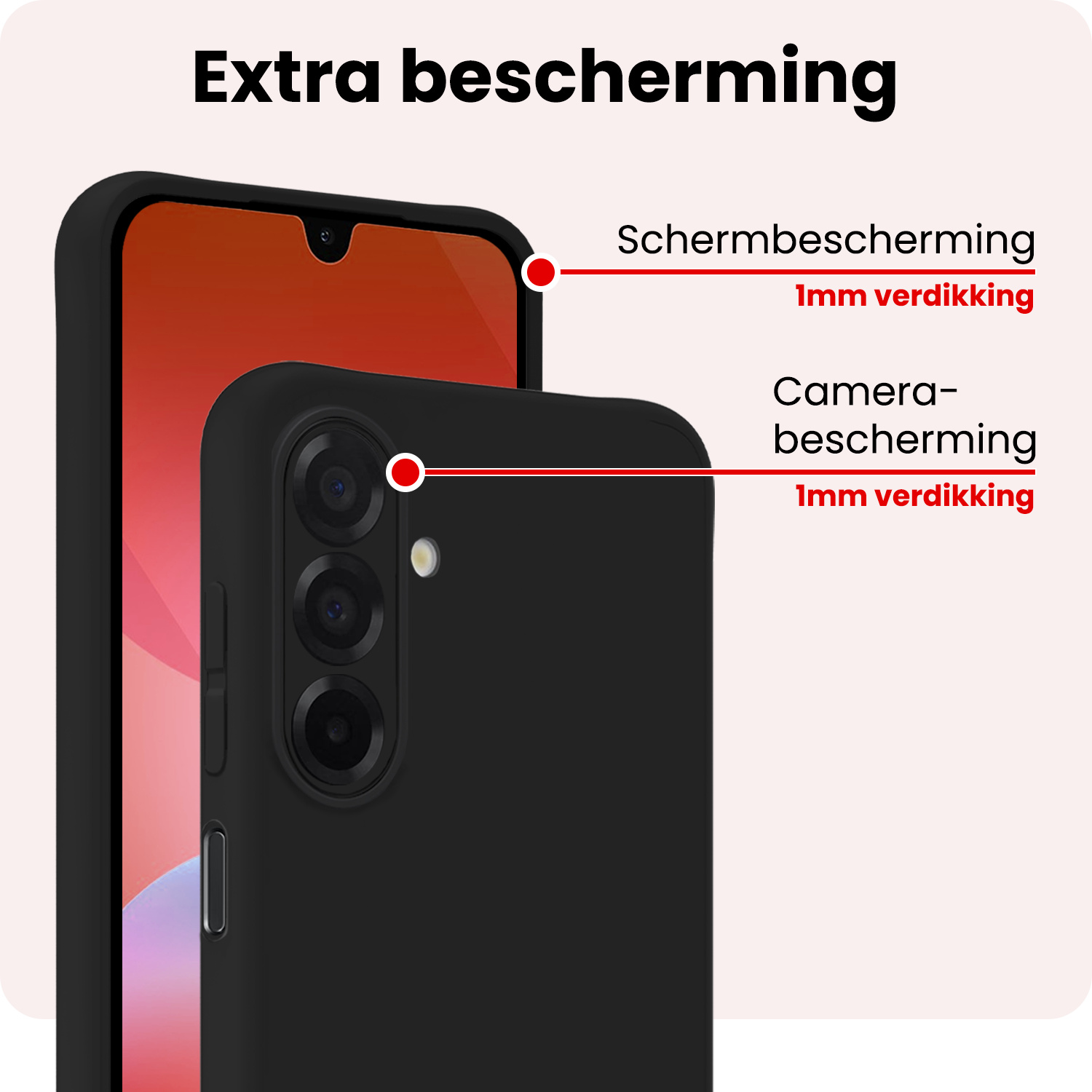 NoXx NoXx Samsung Galaxy A26 Hoesje Siliconen Met Screenprotector - Zwart