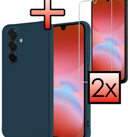 NoXx NoXx Samsung Galaxy A26 Hoesje Siliconen Met 2x Screenprotector - Donkerblauw