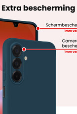 NoXx NoXx Samsung Galaxy A26 Hoesje Siliconen Met 2x Screenprotector - Donkerblauw