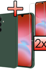 NoXx NoXx Samsung Galaxy A26 Hoesje Siliconen Met 2x Screenprotector - Donkergroen