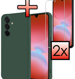 NoXx NoXx Samsung Galaxy A26 Hoesje Siliconen Met 2x Screenprotector - Donkergroen