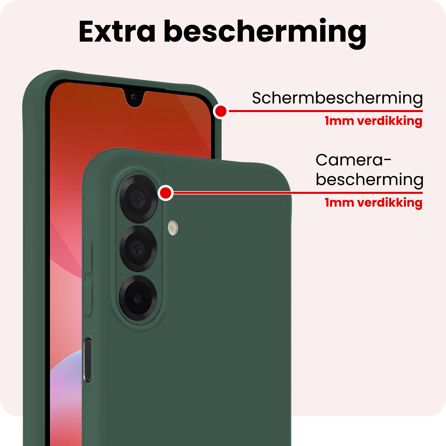 NoXx NoXx Samsung Galaxy A26 Hoesje Siliconen Met 2x Screenprotector - Donkergroen