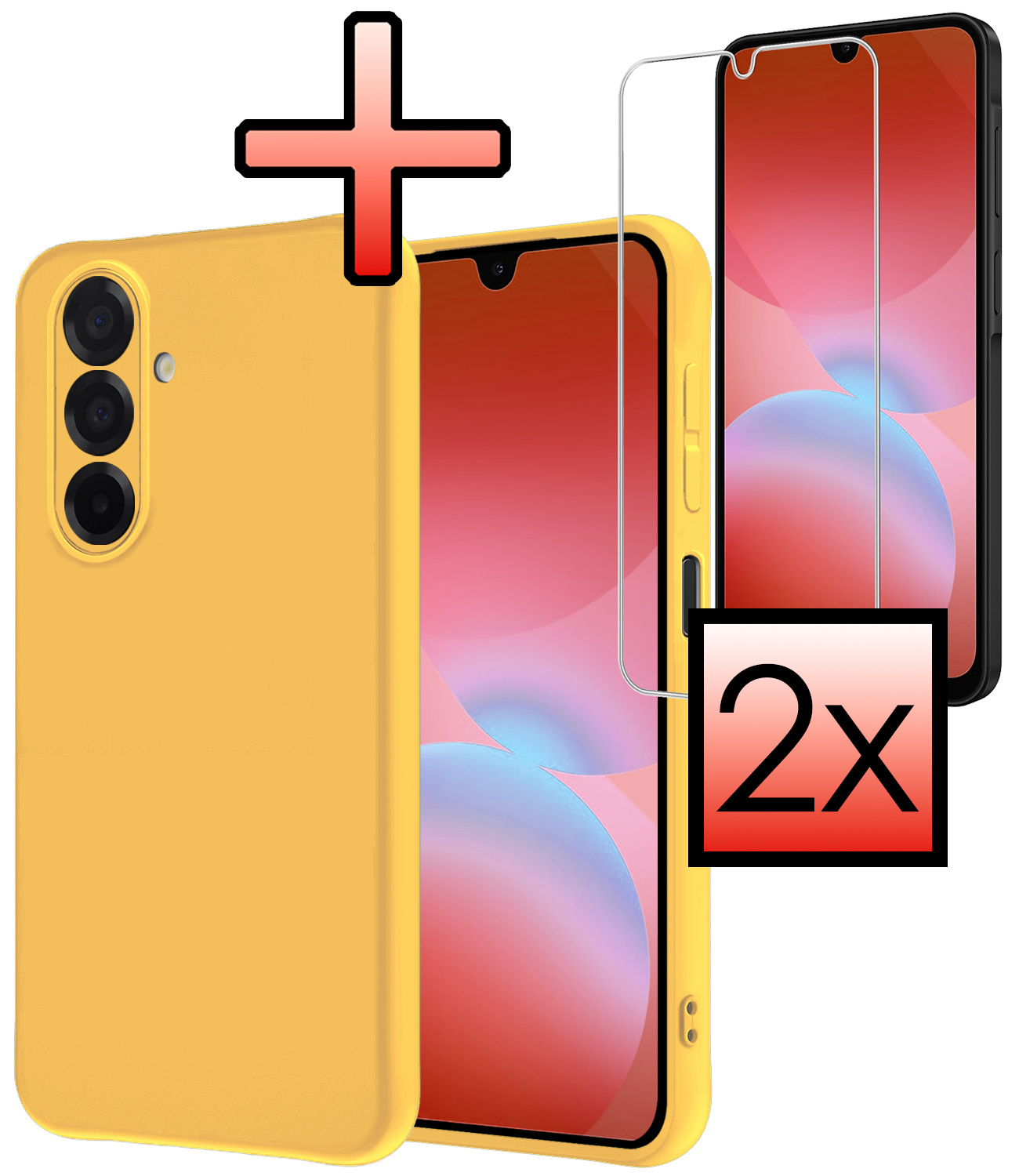 NoXx NoXx Samsung Galaxy A26 Hoesje Siliconen Met 2x Screenprotector - Geel