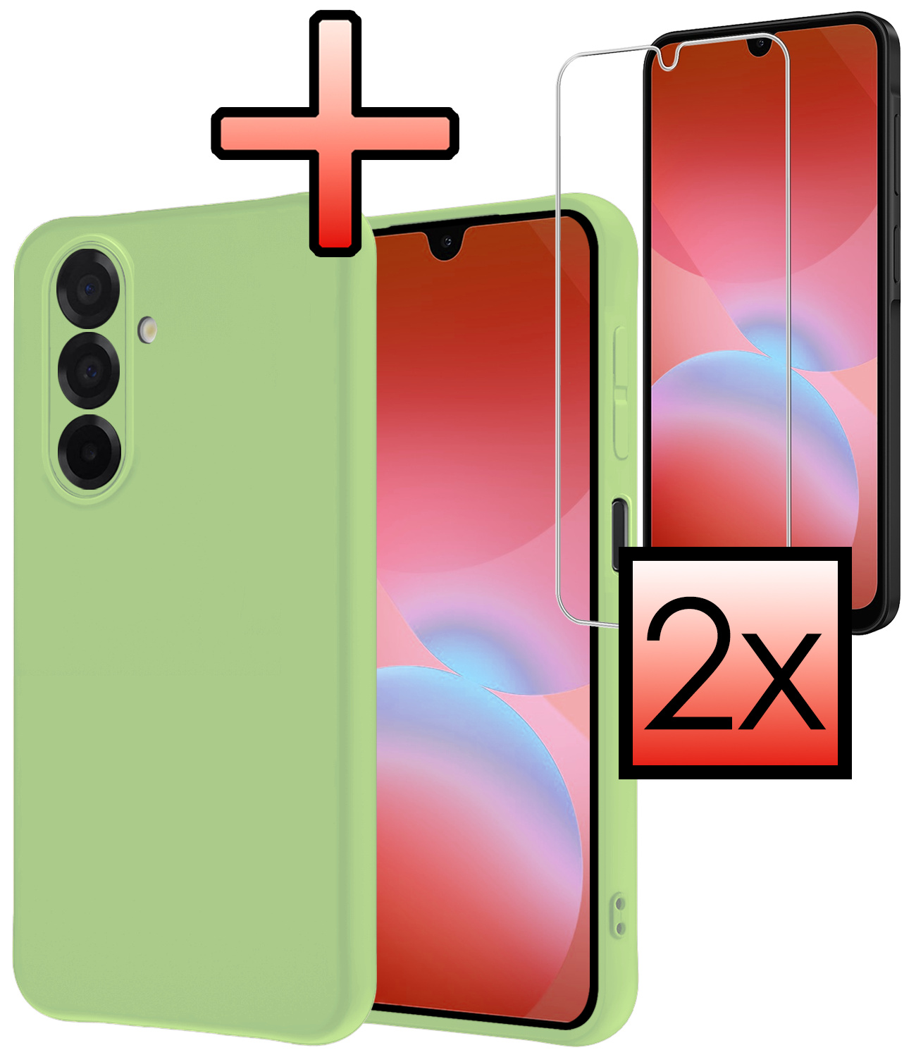 NoXx NoXx Samsung Galaxy A26 Hoesje Siliconen Met 2x Screenprotector - Groen