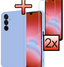 NoXx NoXx Samsung Galaxy A26 Hoesje Siliconen Met 2x Screenprotector - Lichtblauw