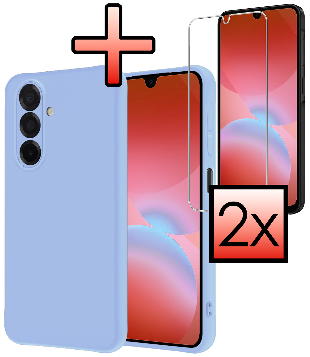 NoXx NoXx Samsung Galaxy A26 Hoesje Siliconen Met 2x Screenprotector - Lichtblauw