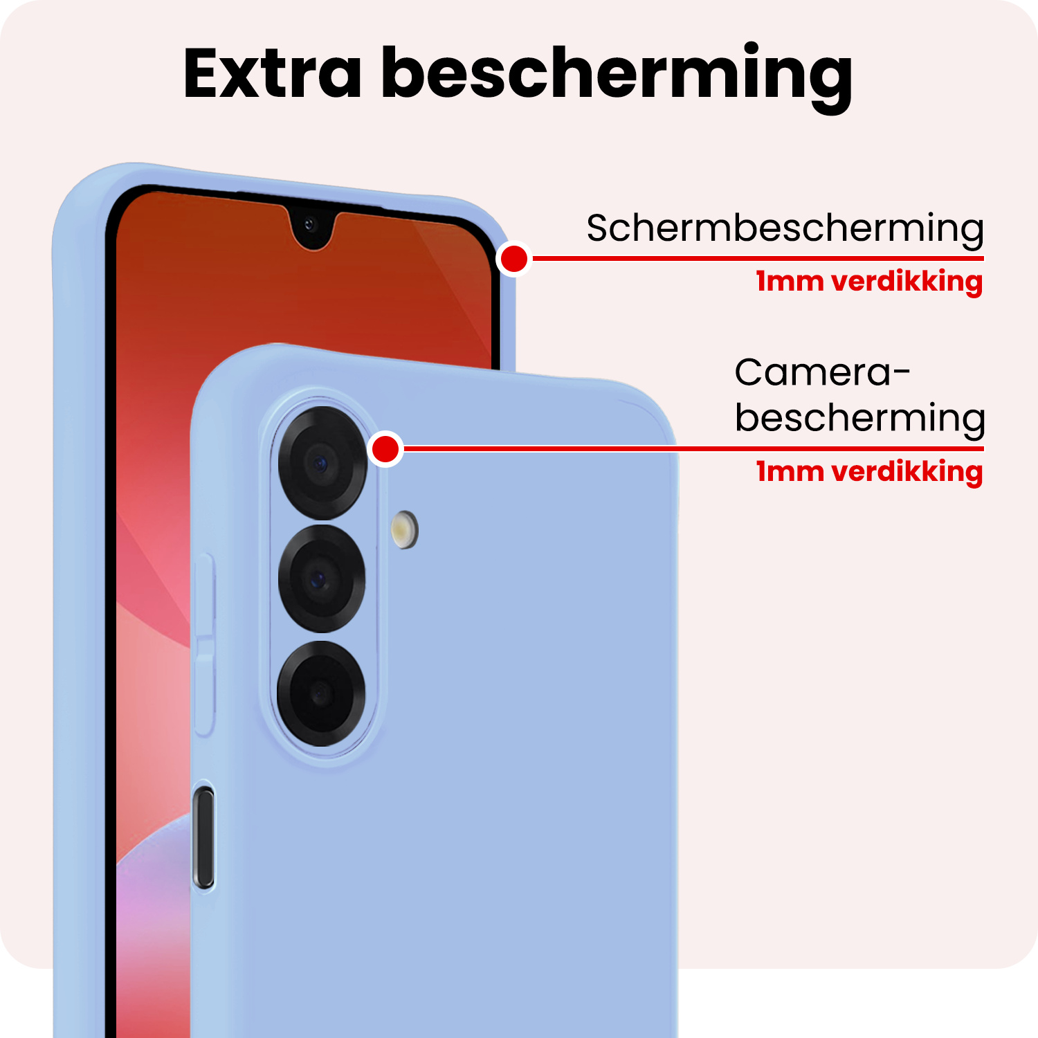 NoXx NoXx Samsung Galaxy A26 Hoesje Siliconen Met 2x Screenprotector - Lichtblauw