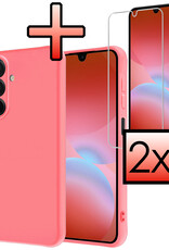 NoXx NoXx Samsung Galaxy A26 Hoesje Siliconen Met 2x Screenprotector - Lichtroze