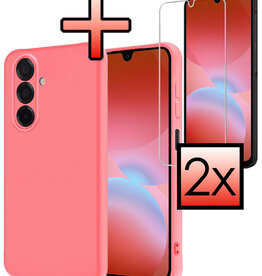 NoXx NoXx Samsung Galaxy A26 Hoesje Siliconen Met 2x Screenprotector - Lichtroze
