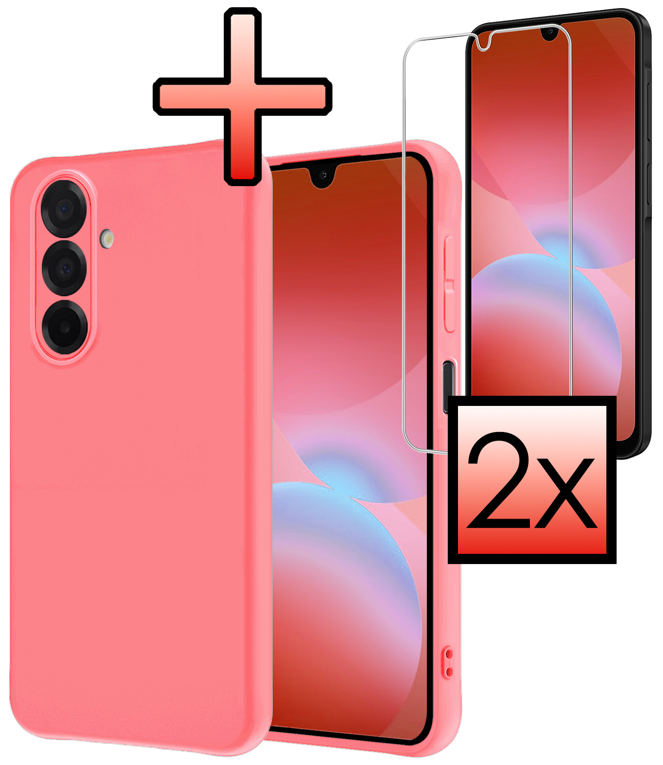 NoXx NoXx Samsung Galaxy A26 Hoesje Siliconen Met 2x Screenprotector - Lichtroze