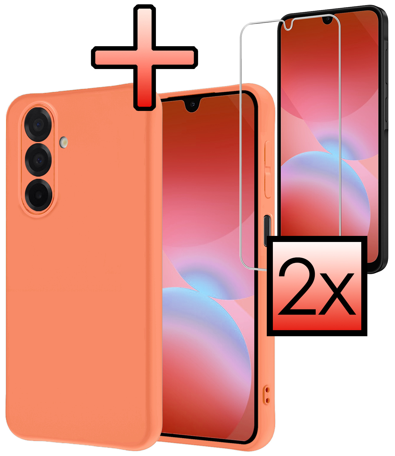 NoXx NoXx Samsung Galaxy A26 Hoesje Siliconen Met 2x Screenprotector - Perzik