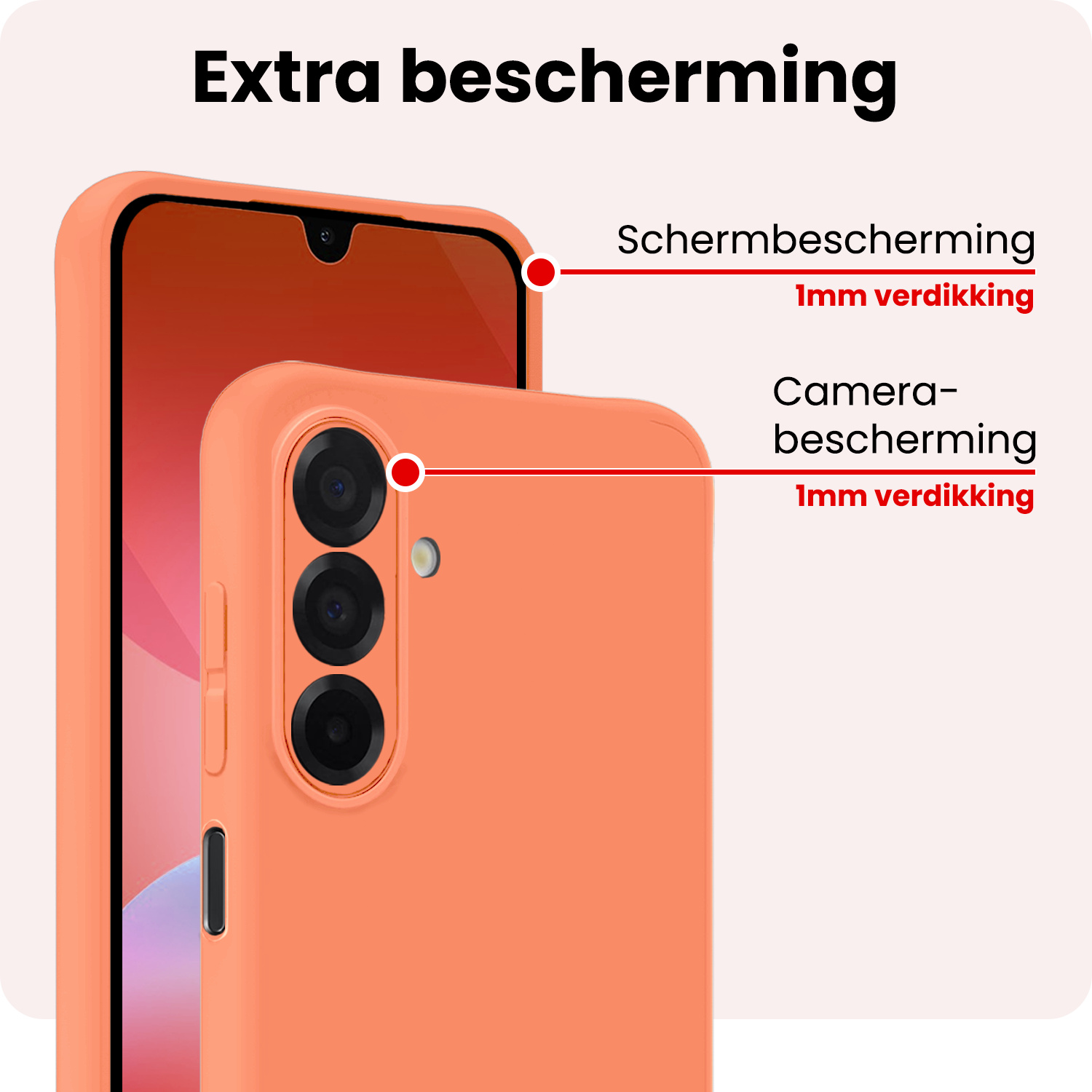 NoXx NoXx Samsung Galaxy A26 Hoesje Siliconen Met 2x Screenprotector - Perzik