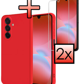NoXx NoXx Samsung Galaxy A26 Hoesje Siliconen Met 2x Screenprotector - Rood
