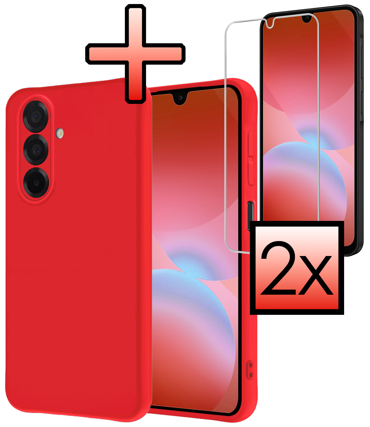 NoXx NoXx Samsung Galaxy A26 Hoesje Siliconen Met 2x Screenprotector - Rood