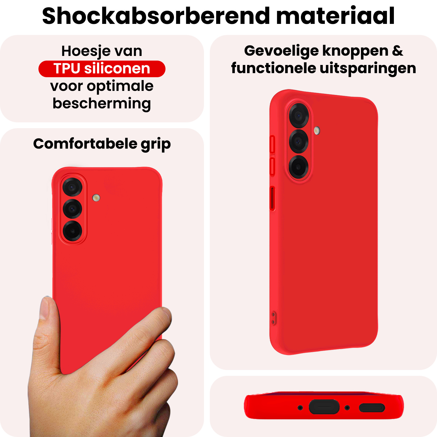 NoXx NoXx Samsung Galaxy A26 Hoesje Siliconen Met 2x Screenprotector - Rood