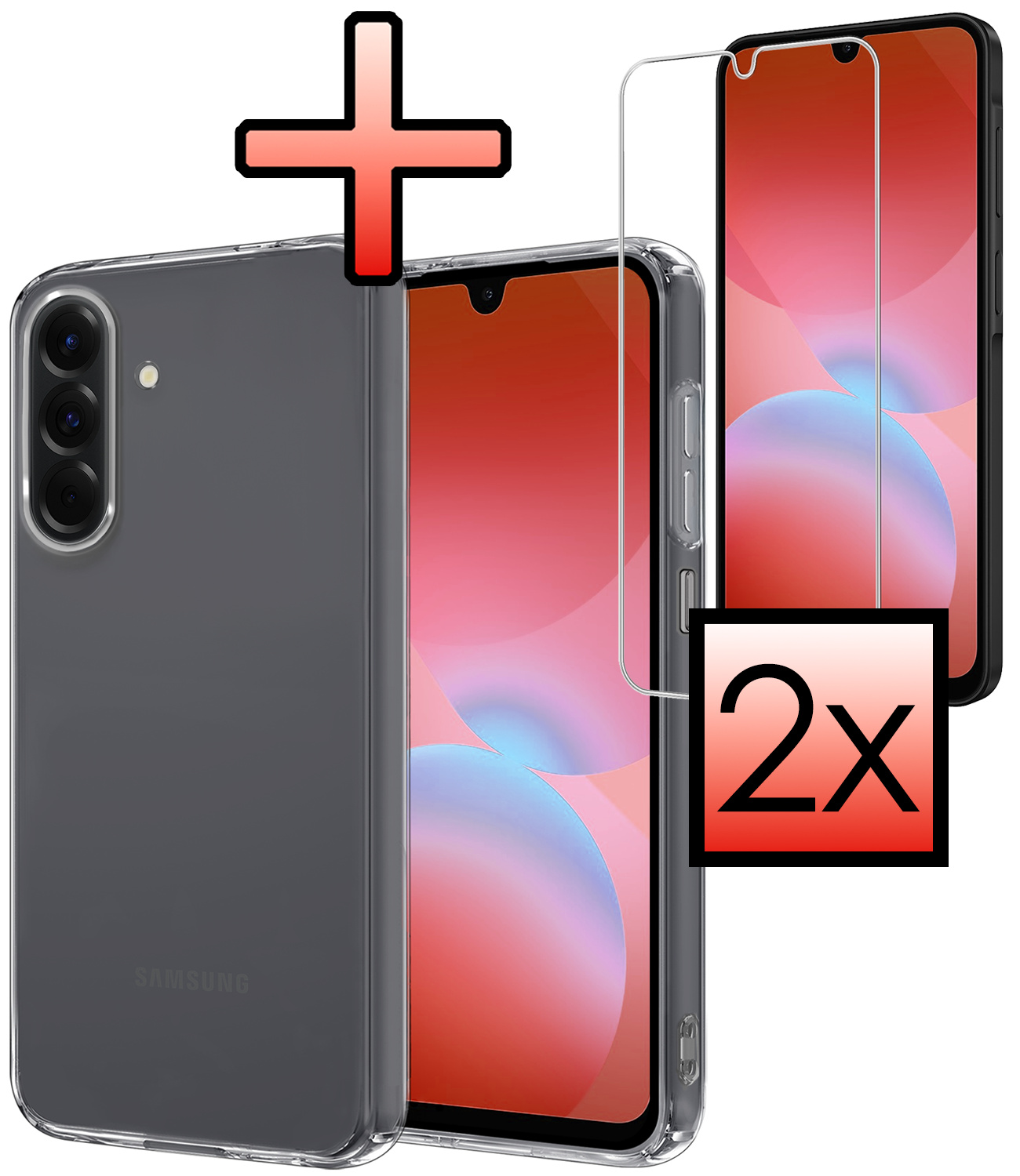 NoXx NoXx Samsung Galaxy A26 Hoesje Siliconen Met 2x Screenprotector - Transparant