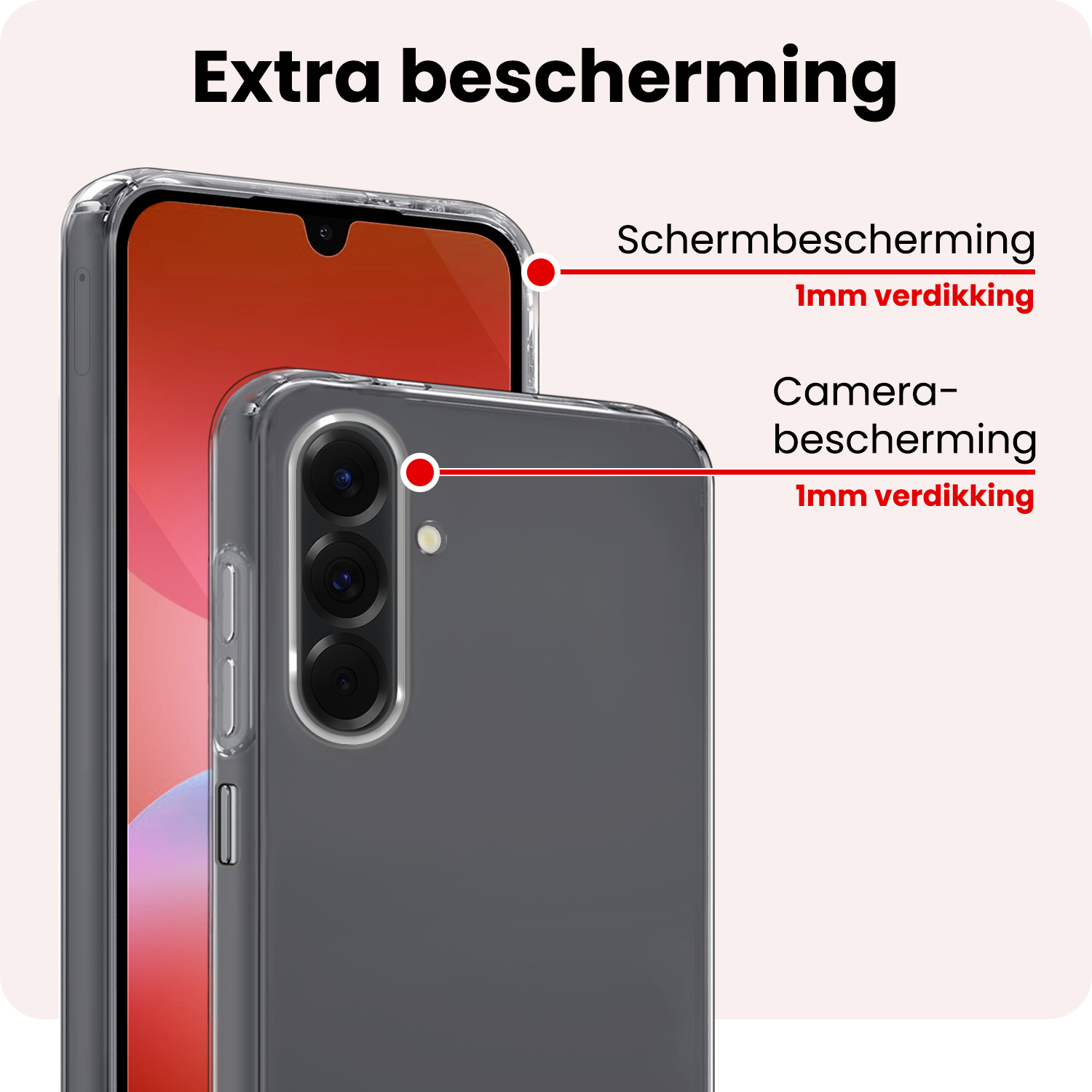 NoXx NoXx Samsung Galaxy A26 Hoesje Siliconen Met 2x Screenprotector - Transparant