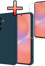 NoXx NoXx Samsung Galaxy A36 Hoesje Siliconen Met Screenprotector - Donkerblauw