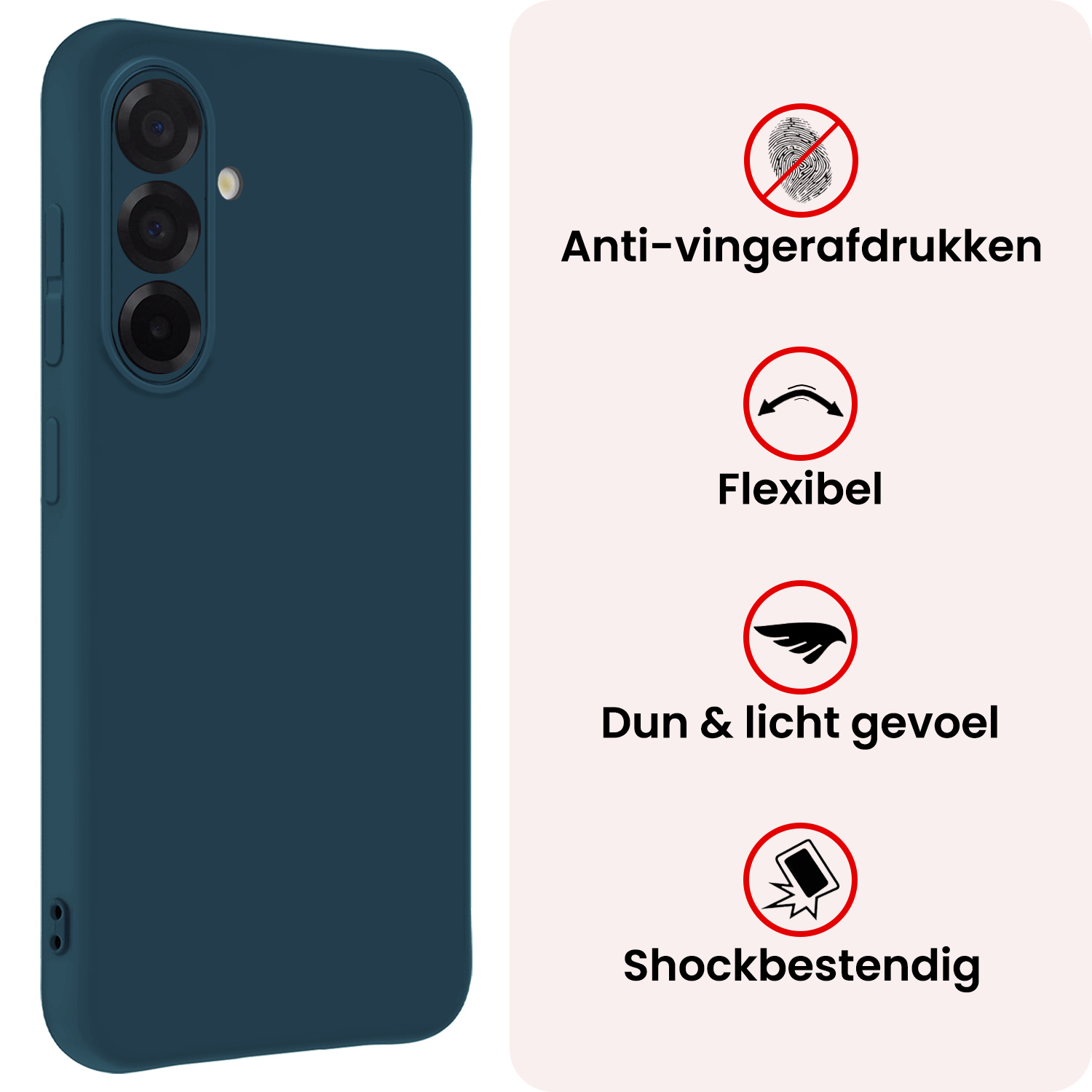NoXx NoXx Samsung Galaxy A36 Hoesje Siliconen Met Screenprotector - Donkerblauw