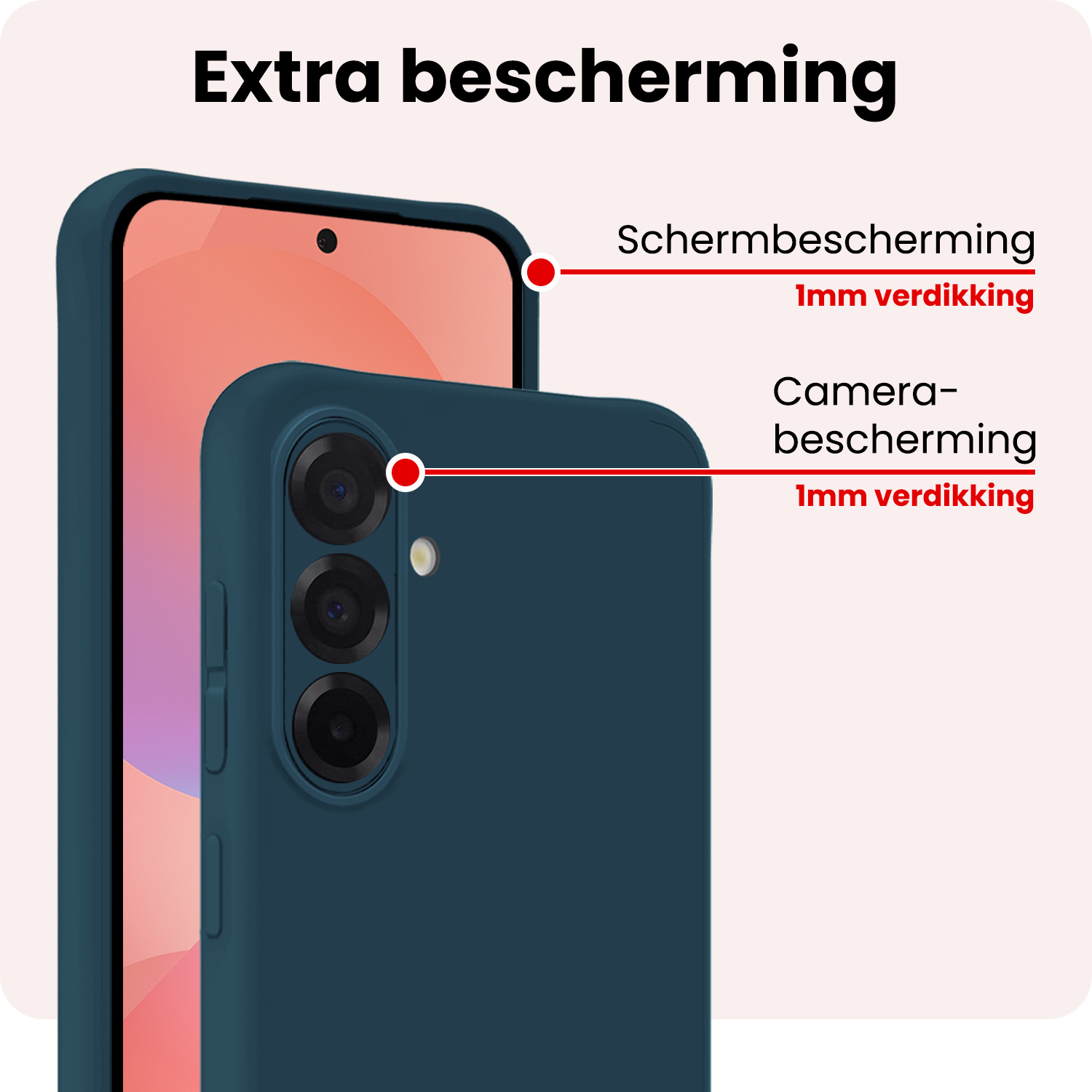 NoXx NoXx Samsung Galaxy A36 Hoesje Siliconen Met Screenprotector - Donkerblauw
