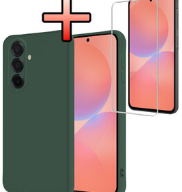 NoXx NoXx Samsung Galaxy A36 Hoesje Siliconen Met Screenprotector - Donkergroen