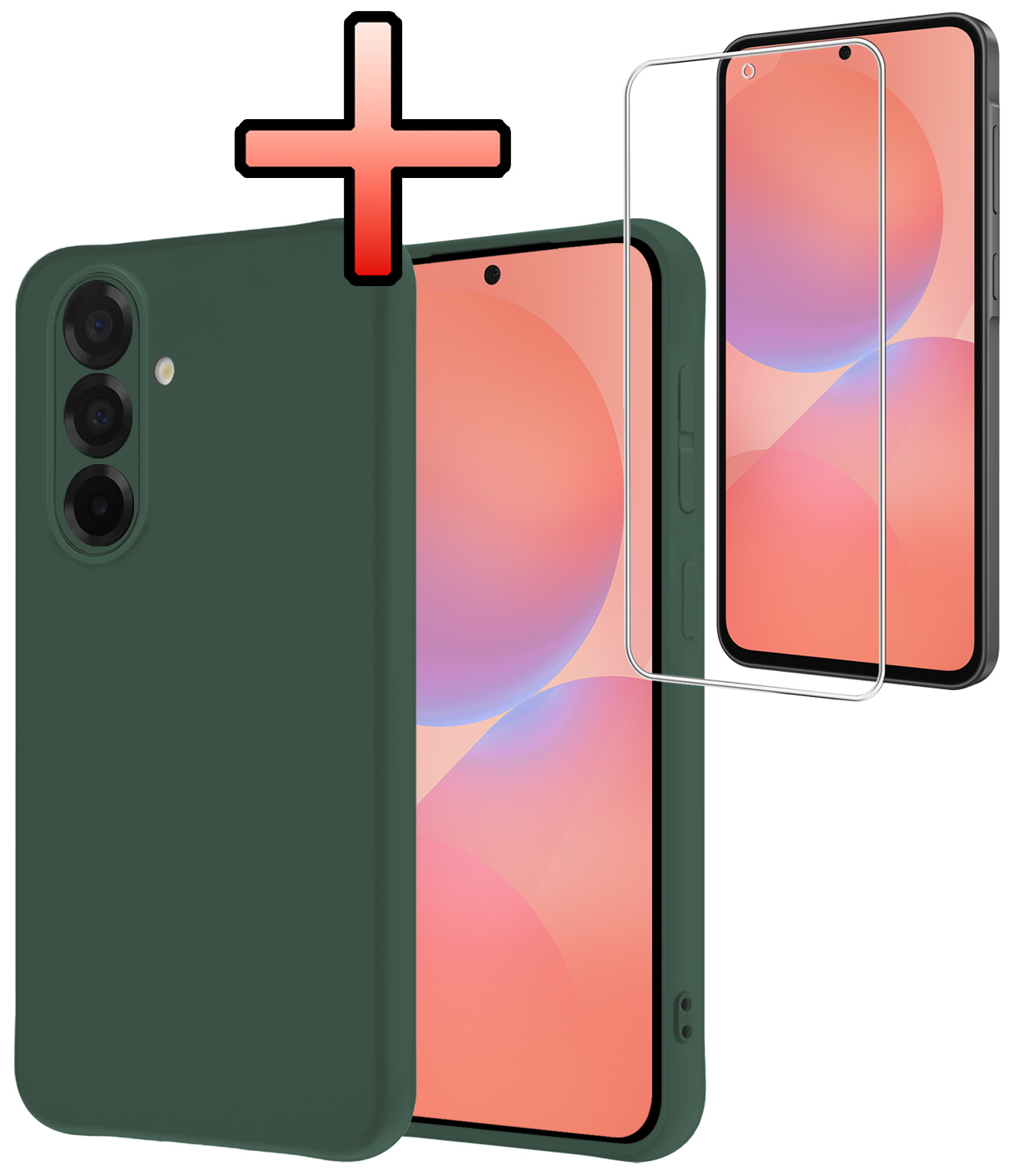 NoXx NoXx Samsung Galaxy A36 Hoesje Siliconen Met Screenprotector - Donkergroen