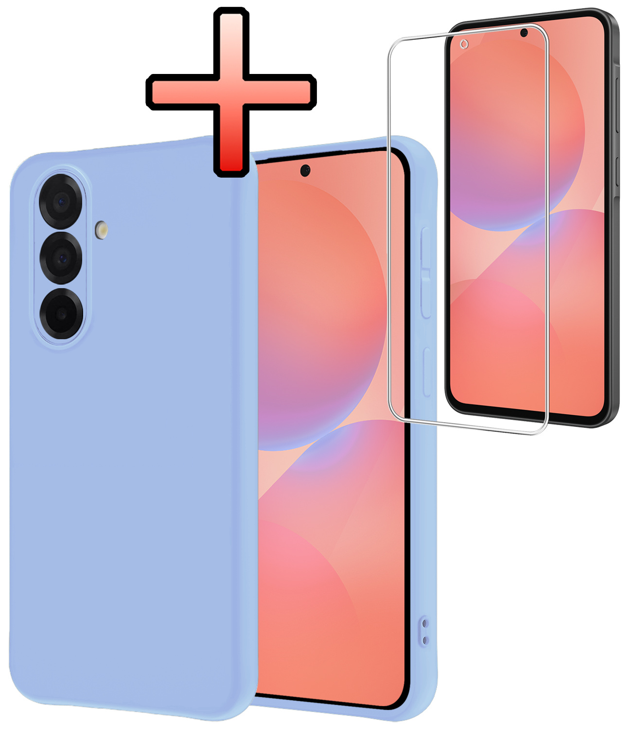 NoXx NoXx Samsung Galaxy A36 Hoesje Siliconen Met Screenprotector - Lichtblauw