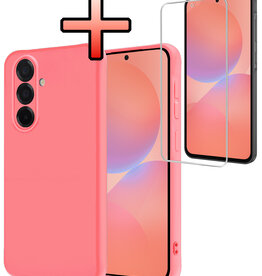 NoXx NoXx Samsung Galaxy A36 Hoesje Siliconen Met Screenprotector - Lichtroze