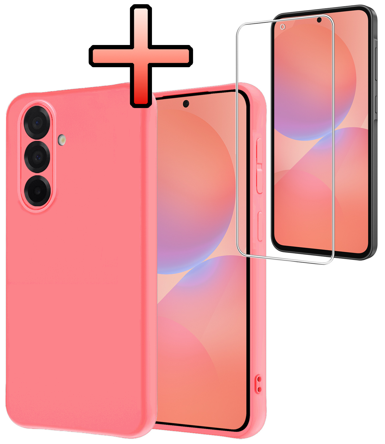 NoXx NoXx Samsung Galaxy A36 Hoesje Siliconen Met Screenprotector - Lichtroze