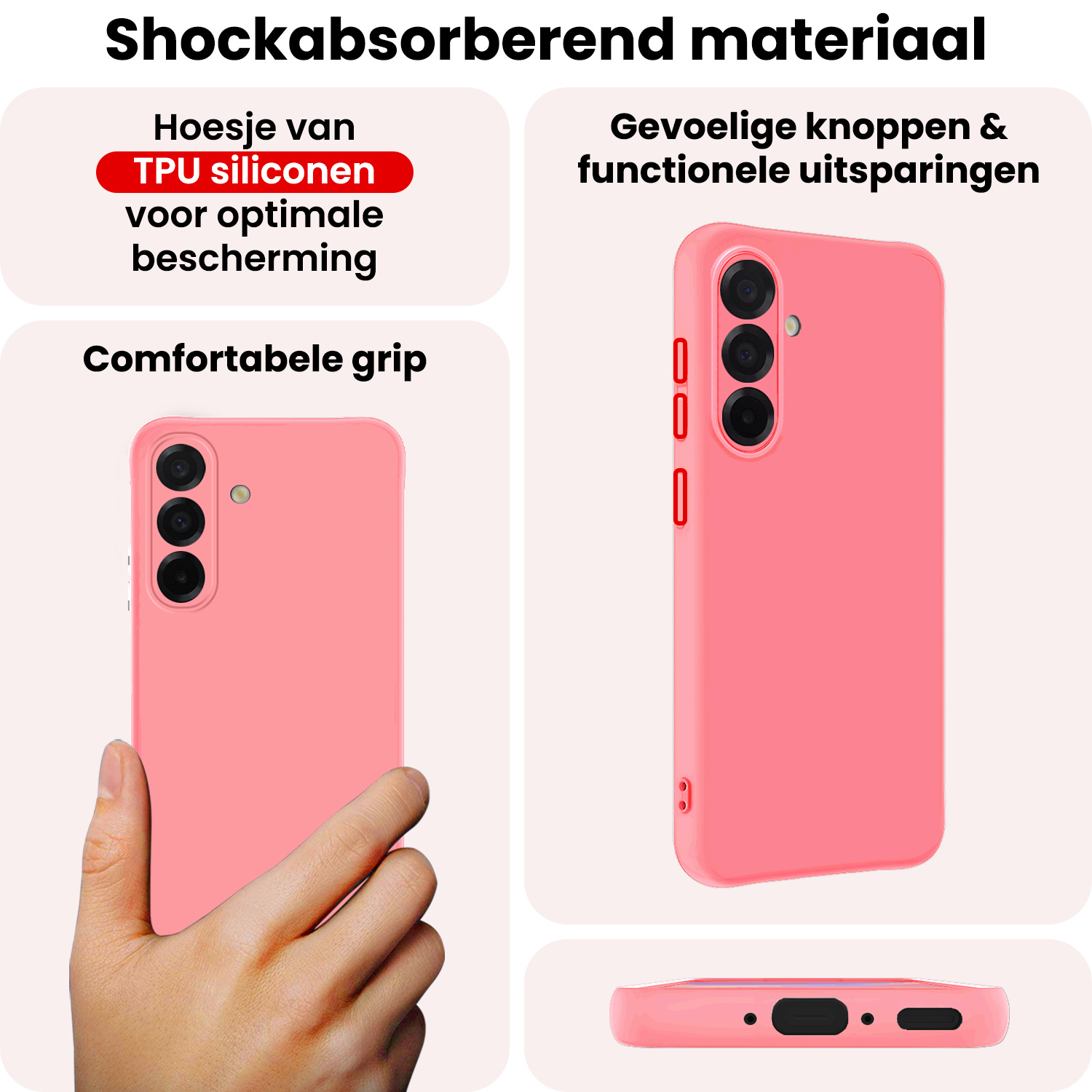 NoXx NoXx Samsung Galaxy A36 Hoesje Siliconen Met Screenprotector - Lichtroze