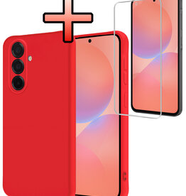 NoXx NoXx Samsung Galaxy A36 Hoesje Siliconen Met Screenprotector - Rood