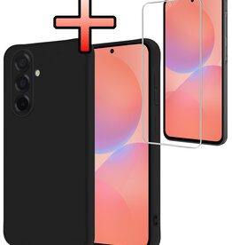 NoXx NoXx Samsung Galaxy A36 Hoesje Siliconen Met Screenprotector - Zwart