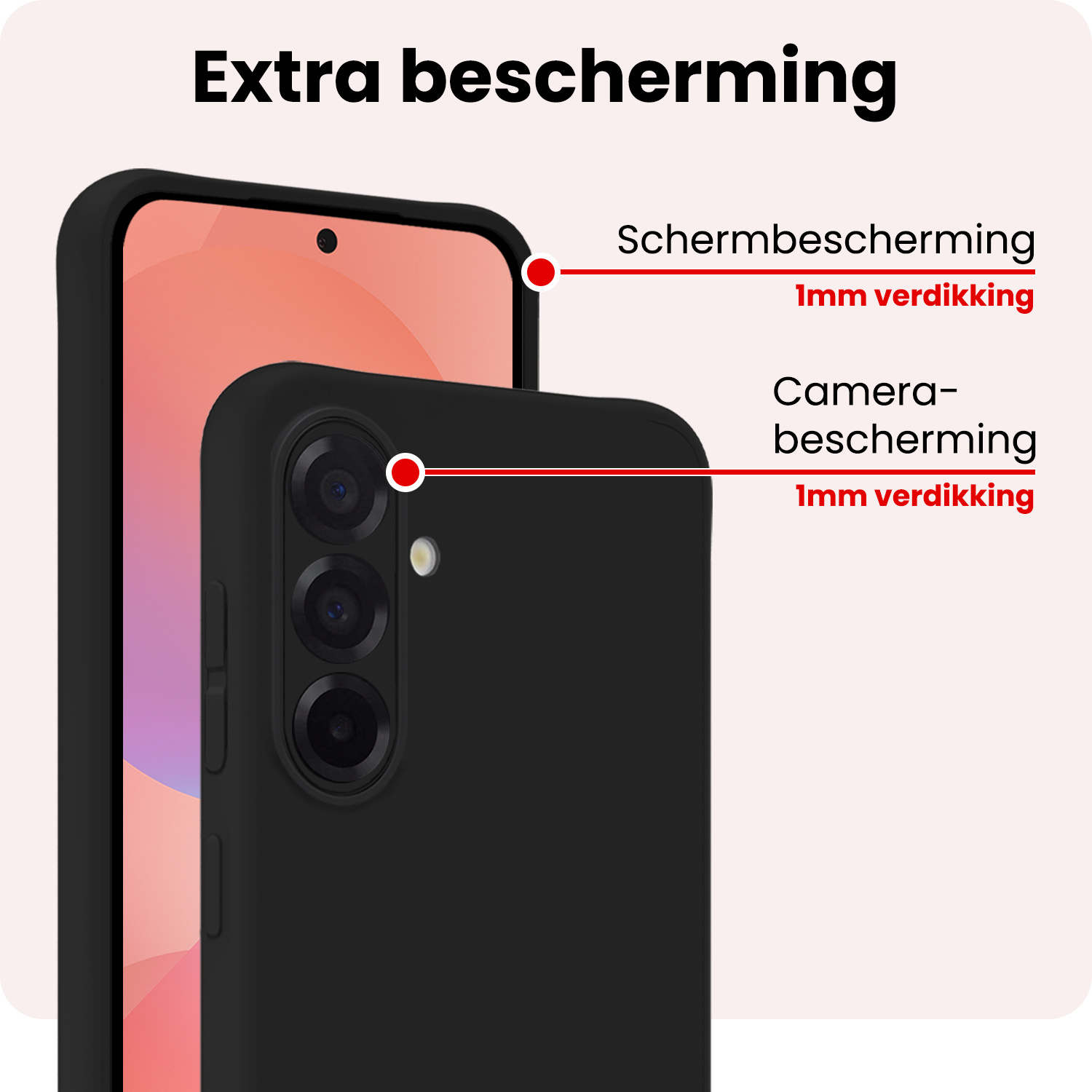 NoXx NoXx Samsung Galaxy A36 Hoesje Siliconen Met Screenprotector - Zwart