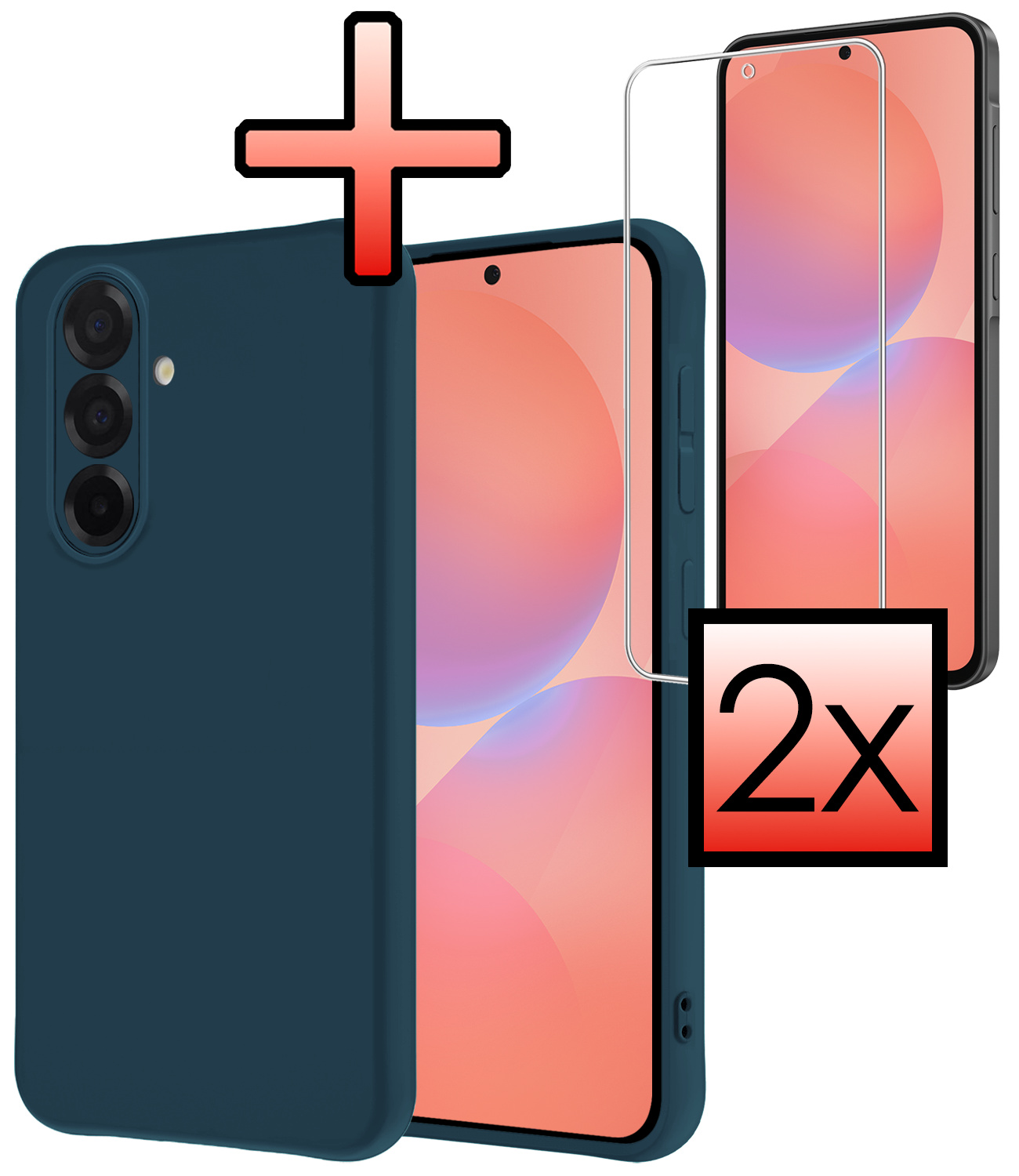 NoXx NoXx Samsung Galaxy A36 Hoesje Siliconen Met 2x Screenprotector - Donkerblauw