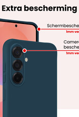 NoXx NoXx Samsung Galaxy A36 Hoesje Siliconen Met 2x Screenprotector - Donkerblauw