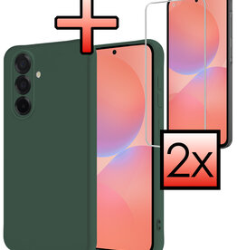 NoXx NoXx Samsung Galaxy A36 Hoesje Siliconen Met 2x Screenprotector - Donkergroen