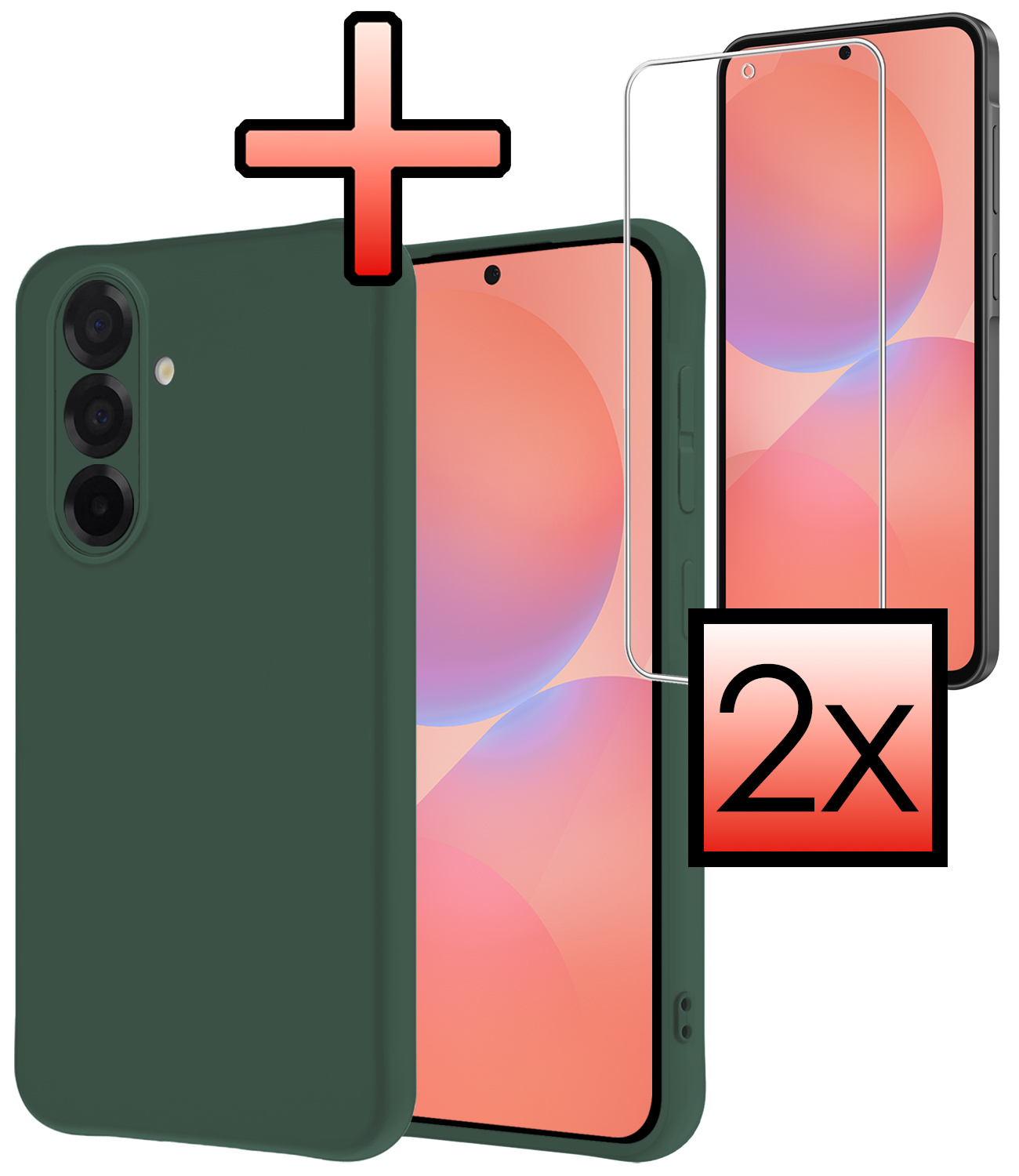 NoXx NoXx Samsung Galaxy A36 Hoesje Siliconen Met 2x Screenprotector - Donkergroen