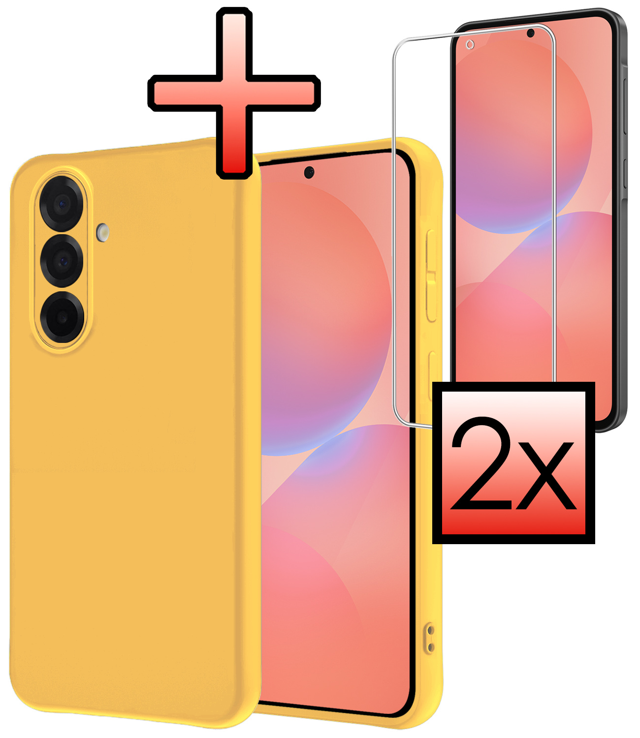 NoXx NoXx Samsung Galaxy A36 Hoesje Siliconen Met 2x Screenprotector - Geel